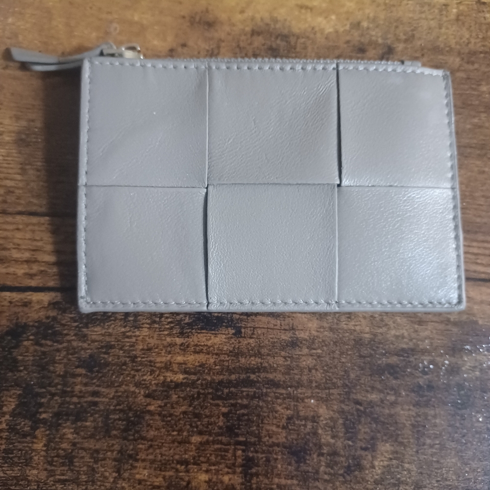 Gray Leather Card Holder